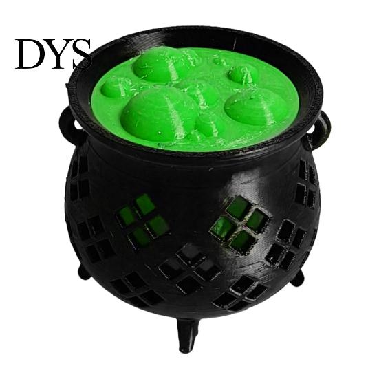 Mystical Household Party Items 3D Printed Witch Cauldron LED Lamp, Glowing Halloween Tabletop Decor Fantasy Themed Supplies for Party, Spooky