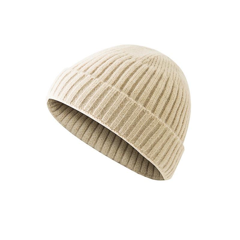 Solid color knitted hat men's autumn and winter hip-hop hat short trendy brand big head circumference warm wool cold hat