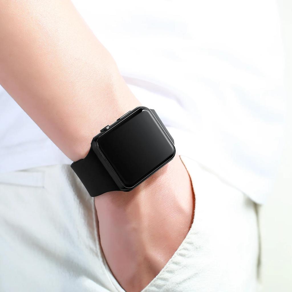 Basit Dijital Saat Erkek Kadın Moda Spor LED Elektronik Saat Siyah Silikon Kordon Günlük Erkek Saati Reloj Hombre