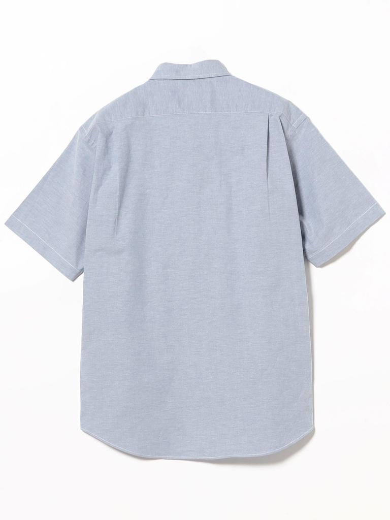 Beams Men's S/S Stretch Emblem Button-Down Shirt, SAX L