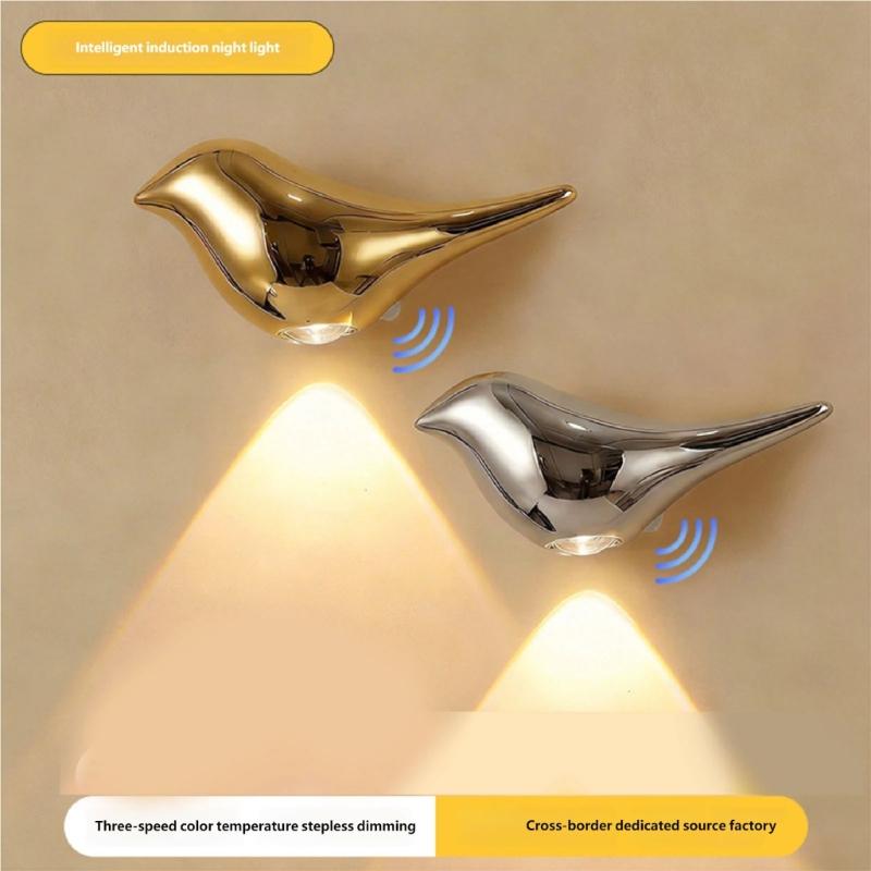 Vogelförmige automatische Sensor-Nachtlampe Moderne LED-Wandleuchte Flurleuchte USB-wiederaufladbare Wandleuchte Langlebig