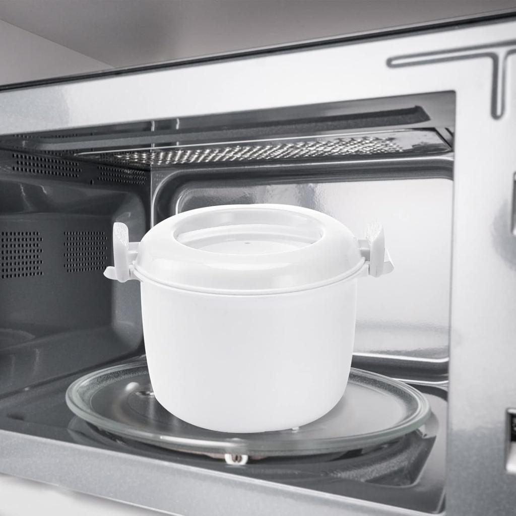 Hemoton Microwave Rice Cooker Rice :2pcs Round Microwave Food Container Microwaveable Rice Pasta Cooker Microwave Rice for Rice Chicken Pasta