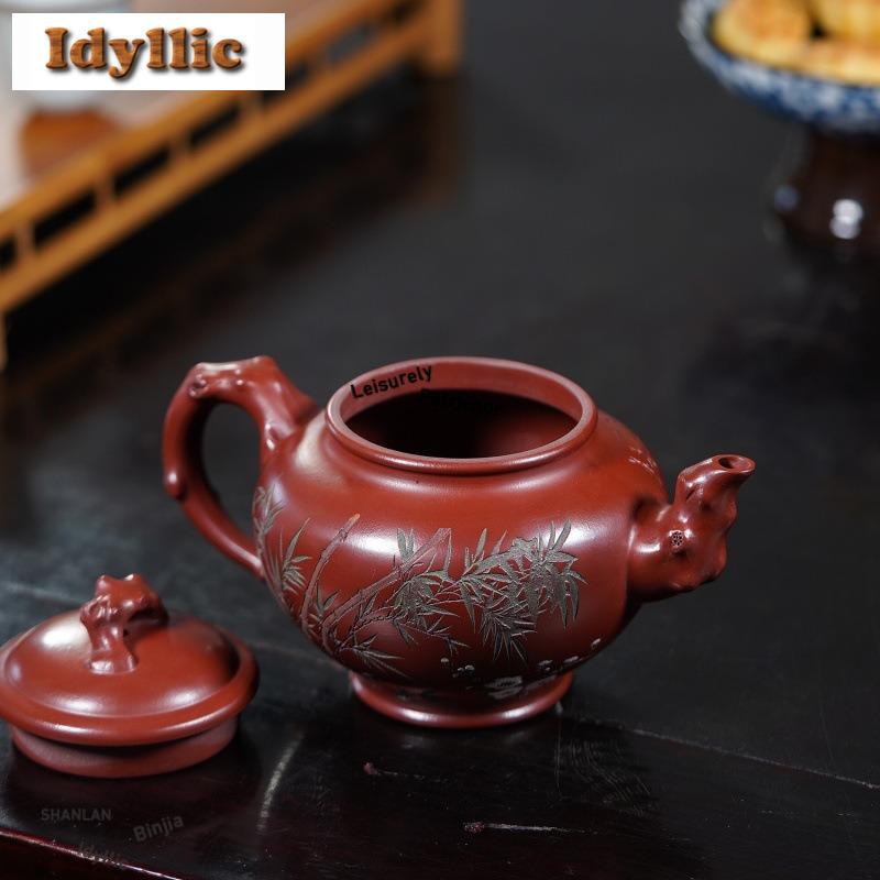 330ml Antique Yixing Purple Clay Teapots Master Handmade Spring Herald Pot Raw Ore Dahongpao Mud Tea Infuser Kettle Zisha Teaset