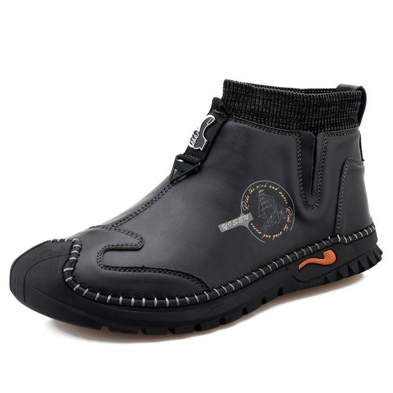 

2021 осень и зима новые полусапожки модные носки с широким голенищем чехол для стопы ботинки мартин внешнеторговые большого размера ботинки из кожи с круглым носком мужские 38