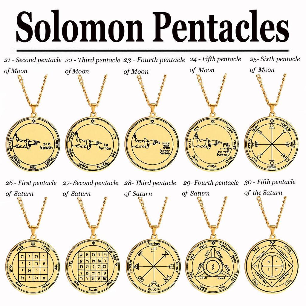 Edelstahl Siegel Salomos Amulett Halskette: Jupiter, Mars, Merkur, Mond, Saturn, Sonne, Venus