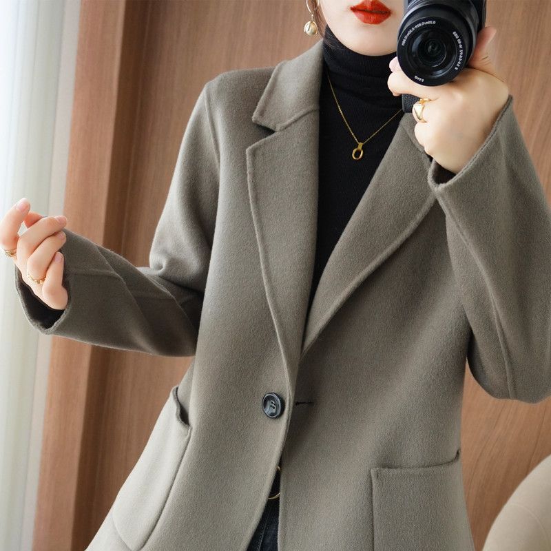 Temperament wool double-sided woolen wool coat women's short buckle winter small slim new coat women
