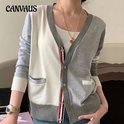 Chique Uniek Vest Gebreid Jasje Dames Lente en Herfst Gestreept Clash Ribsteek Dun Losse Trui