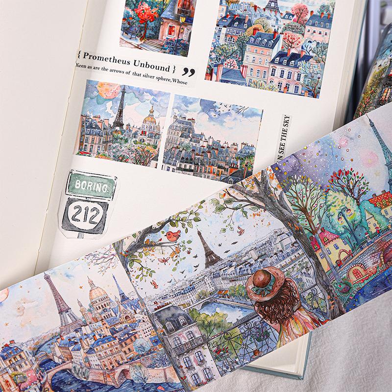 Journal GO 8x200cm Große Größe Heilungsreise Landschaftsgestaltung Washi Tape Kreatives Journal Material Collage Schreibwaren Abdeckband