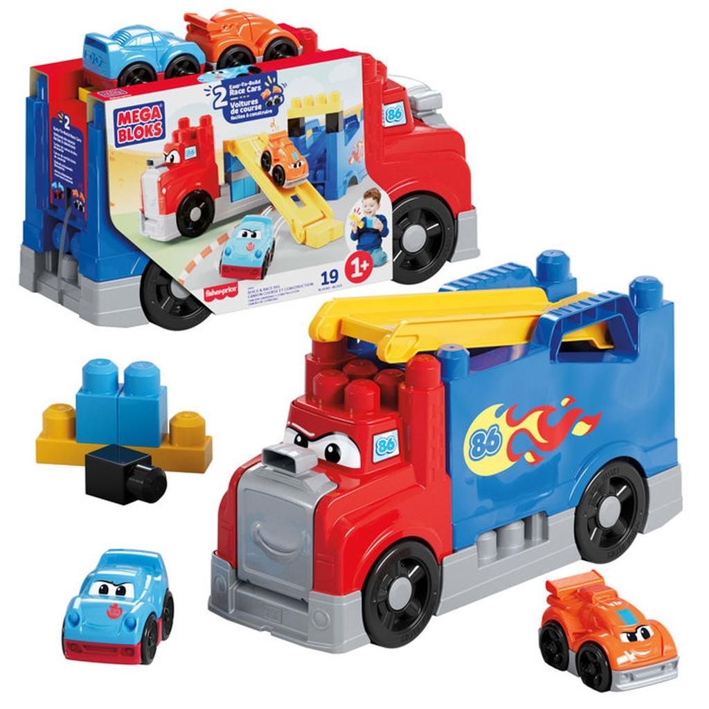 MEGA BLOKS - Camion Course et Construction - Coffret avec 19 pieces - MEGA Bloks - JFR29