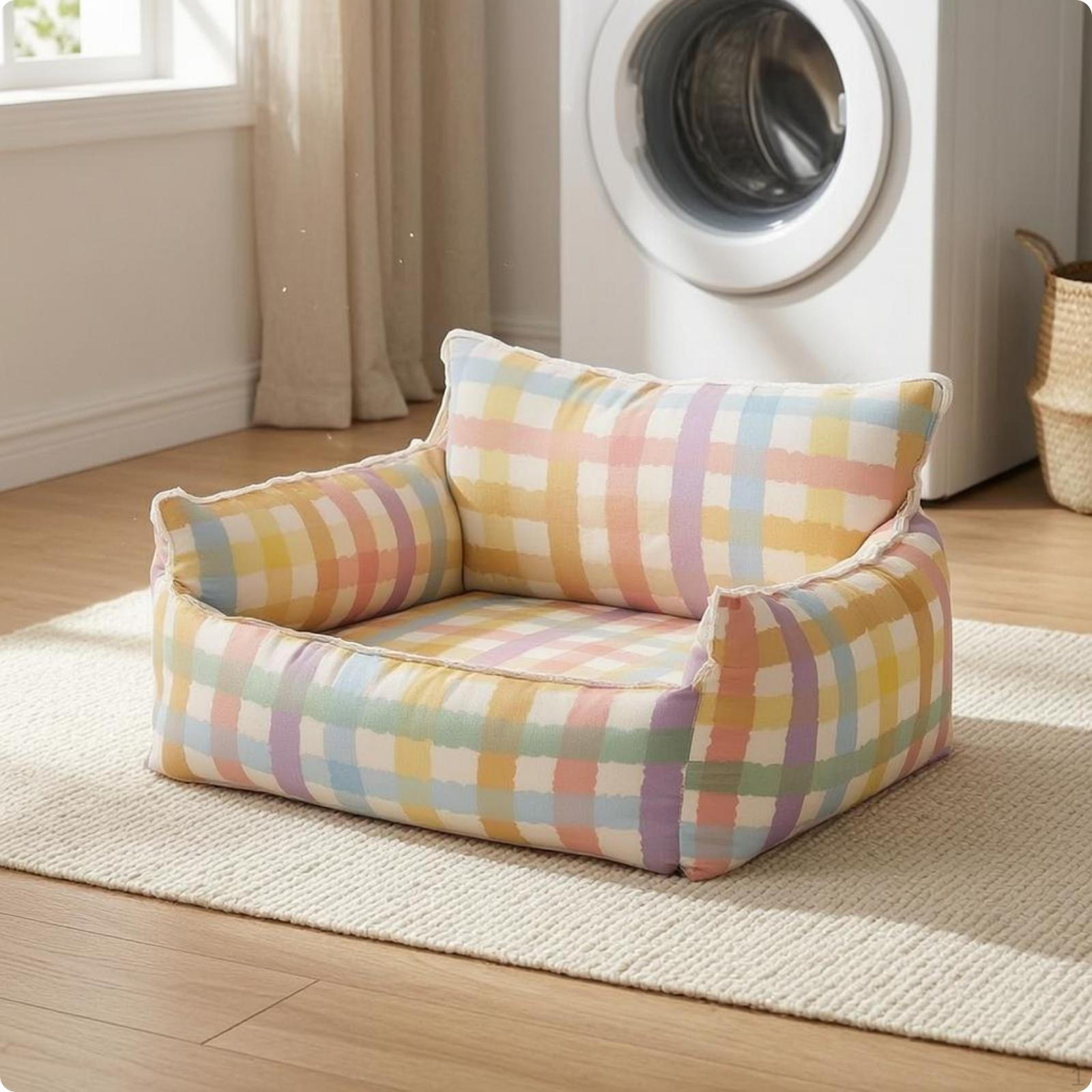 Pet Sofa Bed Padded Sides Cat Checkered Dopamine Lace Dopamine Lace Sofa -
