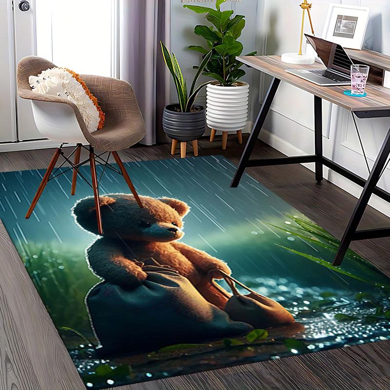 1pc Anime Teddy Bear Chair Mat - Office Desk Pad with Cute Teddy Design, Non-Slip Carpet for Home Decor, Suitable for All Seasons and Perfect as a Gif