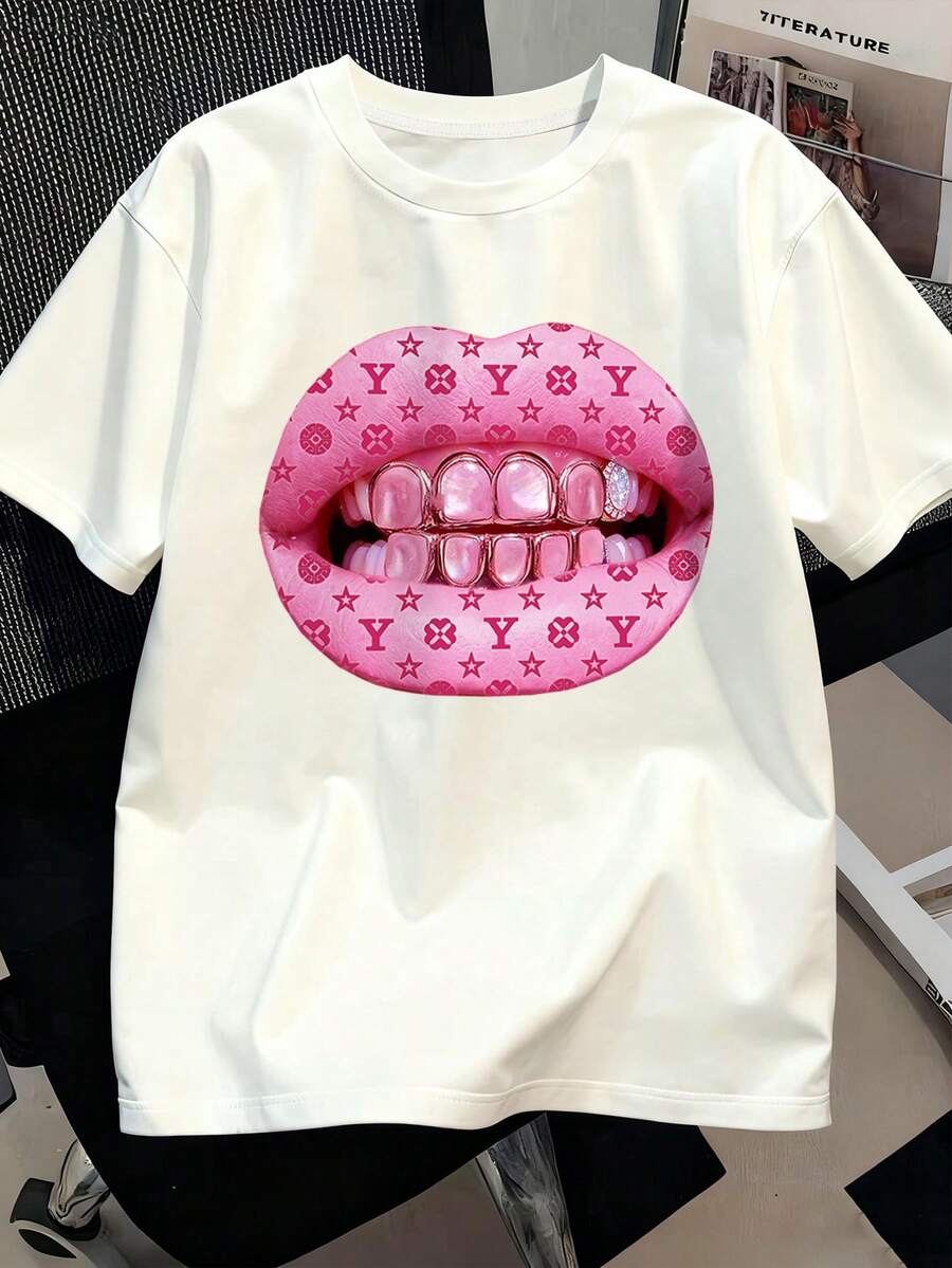 

Unisex s Unicorn Print Loose Fit Round Neck Short Sleeve Casual T-Shirt L