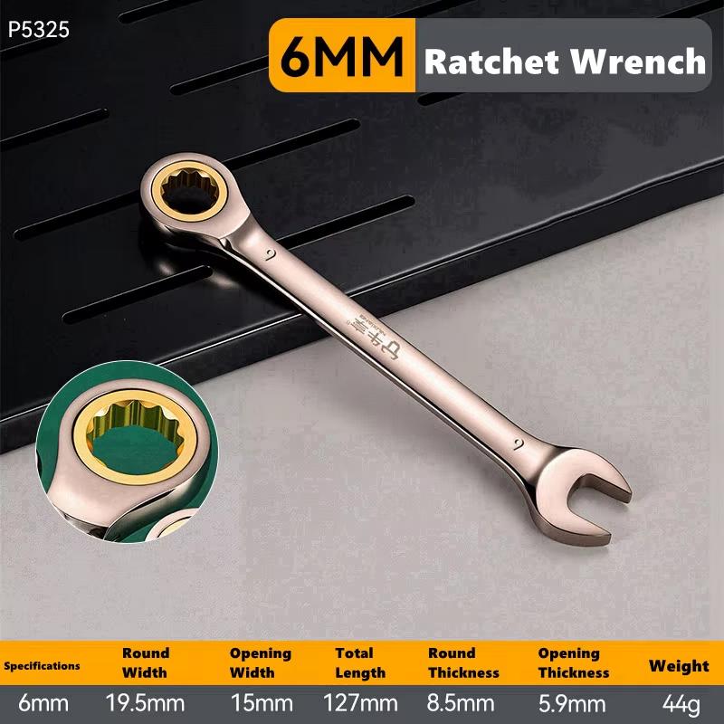 6-11mm Key Wrench Flexible Golden Ratchet Wrenches Torque Universal Spanners for Car Motorcycle Repair Tools Metric Hand Tool