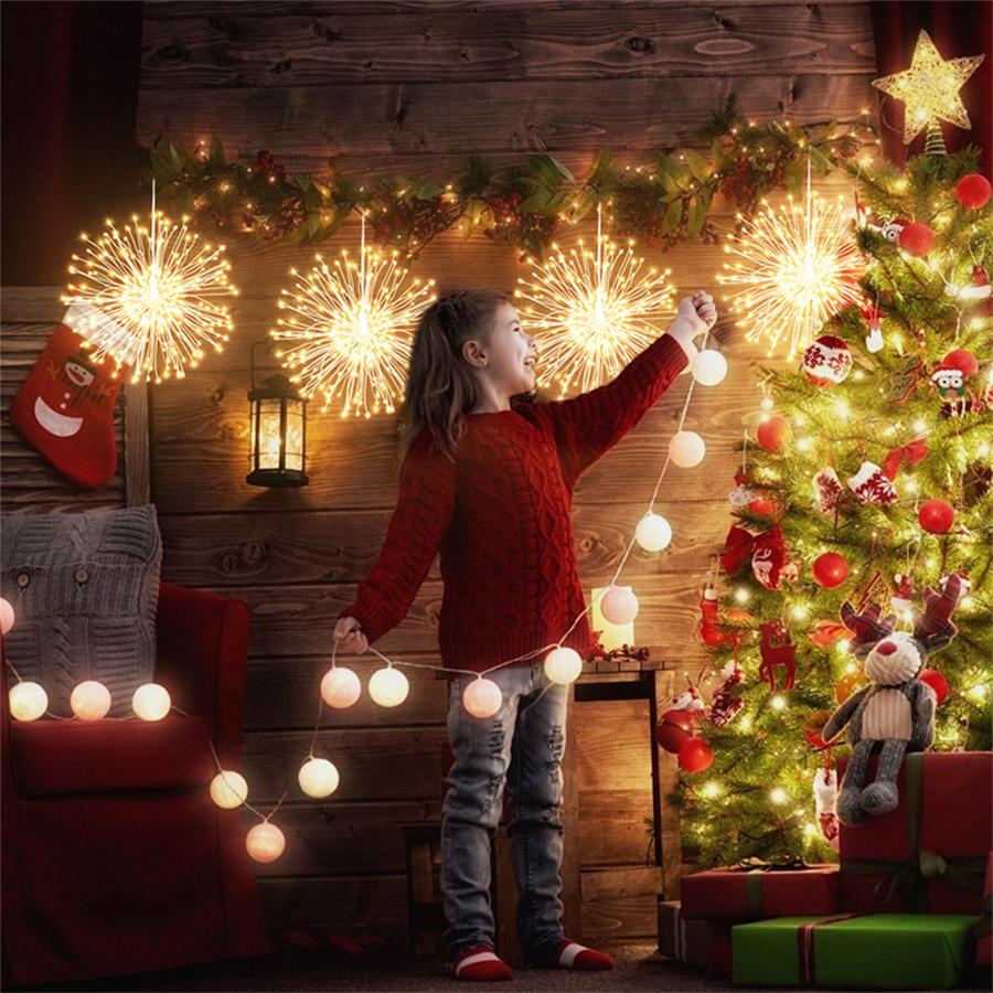 5/10Pack Plug In Firework Light Outdoor Starburst Fairy Light Christmas Twinkle String Light 8 Mode for Patio Garden Party Decor