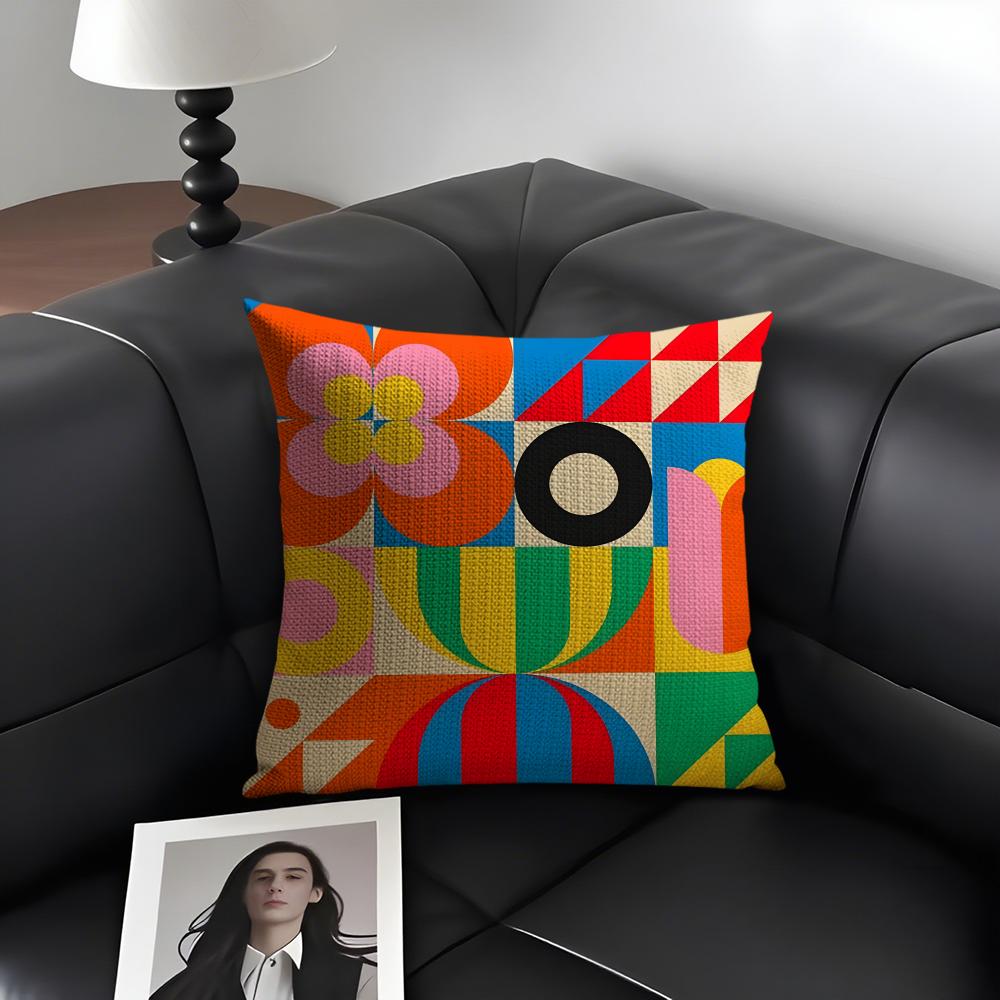 Geometric Patterns Luxury Cushion Cover Natural Linen Organic Fabric DoubleSided Printing Sofa Home Decor Gift Pillow Case