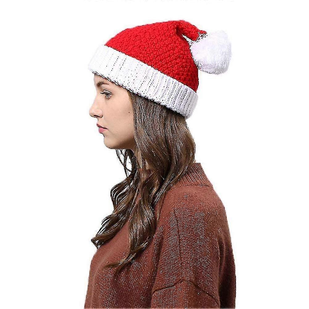 Unisex Christmas Beanie Hat Winter Warm Knitted Santa Hat, - chuan