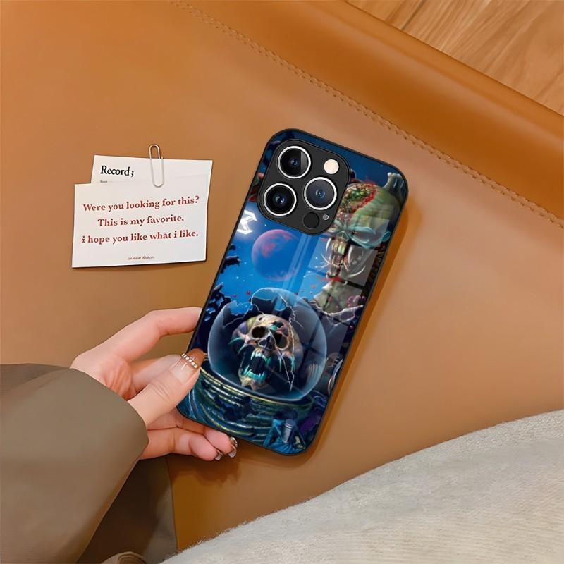 Skeleton Rock Band Phone Case Tempered Glass For IPhone 13 14 12 15 11 Plus Pro XS Max Mini X XR 8 7 6s SE2020 Cover