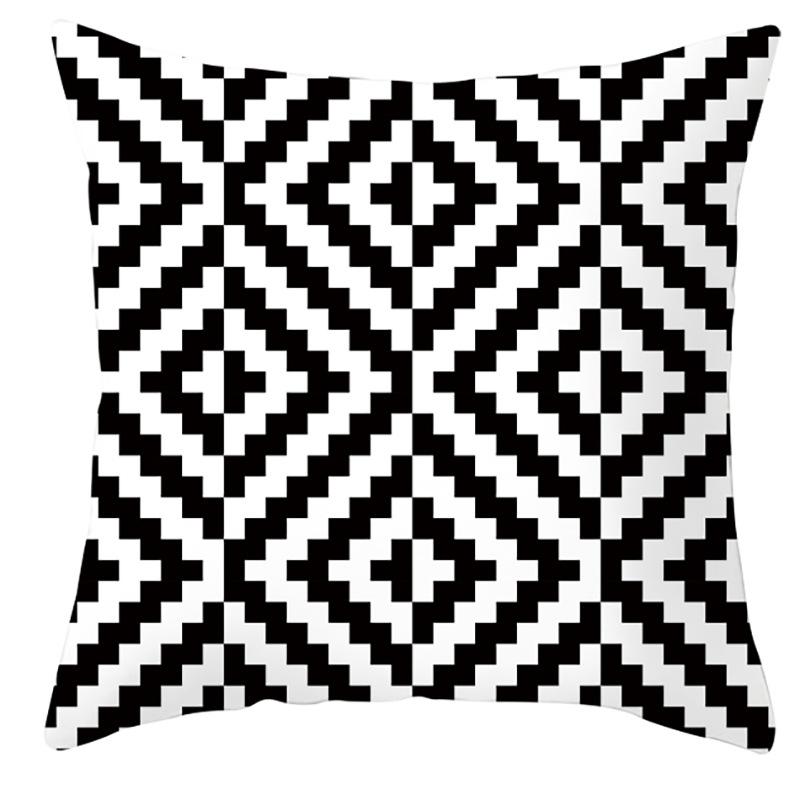 New Simple Black and White Plain Pillowcase Geometric Home Cushion Cover