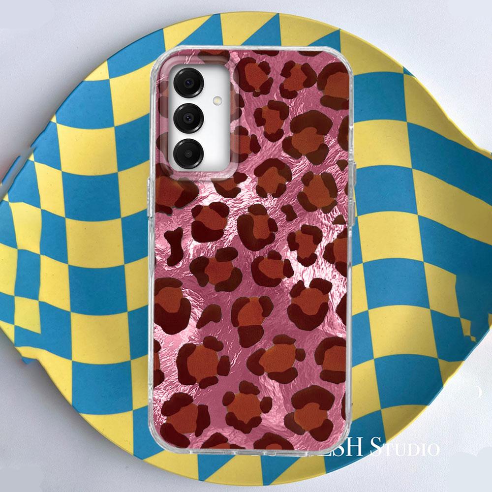 Luxury Gold Leopard Print Phone Case for Samsung Galaxy A16 A55 A07 A17 A56 A36 A26 A53 A06 A14 A24 A34 A54 A15 A12 A22 Cover
