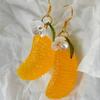 Orange-inspired Drop Earrings - Citrus Fruit with Green Leaf, Glossy Resin Y2K Jewelry, Sweet Summer Gift for Women