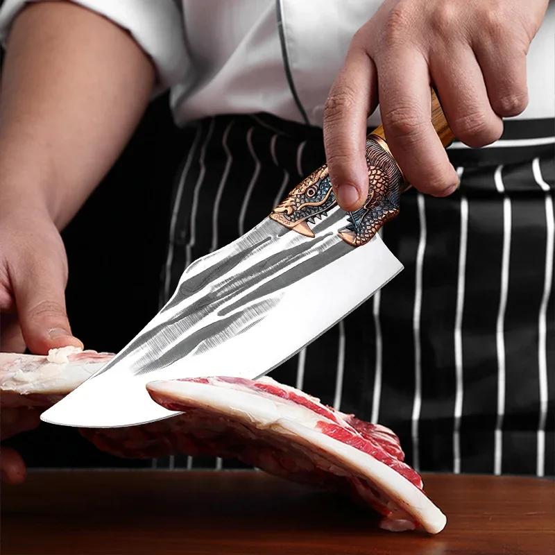 Butcher Knife Hand Forged Blade Kitchen Knives Plastic Handle Boning Knife Cleaver Meat Chopping Vegetables Cooking Chef Knives