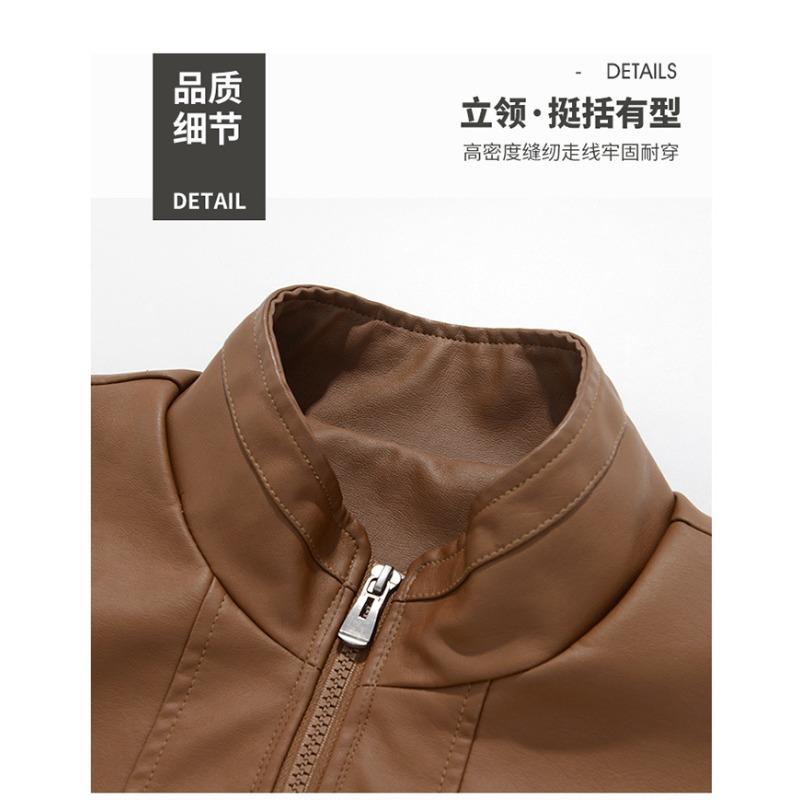 2025 New Jacket Men's Leather Jacket Stand Collar Loose Casual American Top Versatile Jacket for Women's Couples