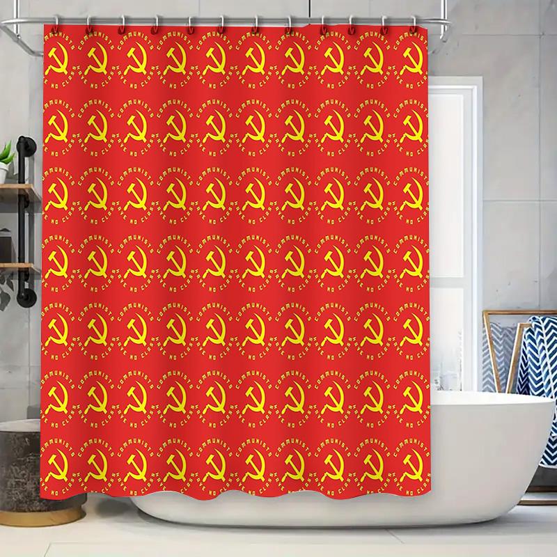 

Red Flag Shower Curtain Vintage Soviet Union Communist Symbol Backdrop Decor Artistic Home Textile Modern Bathroom Accessories W60H190(CM)-1 Pcs