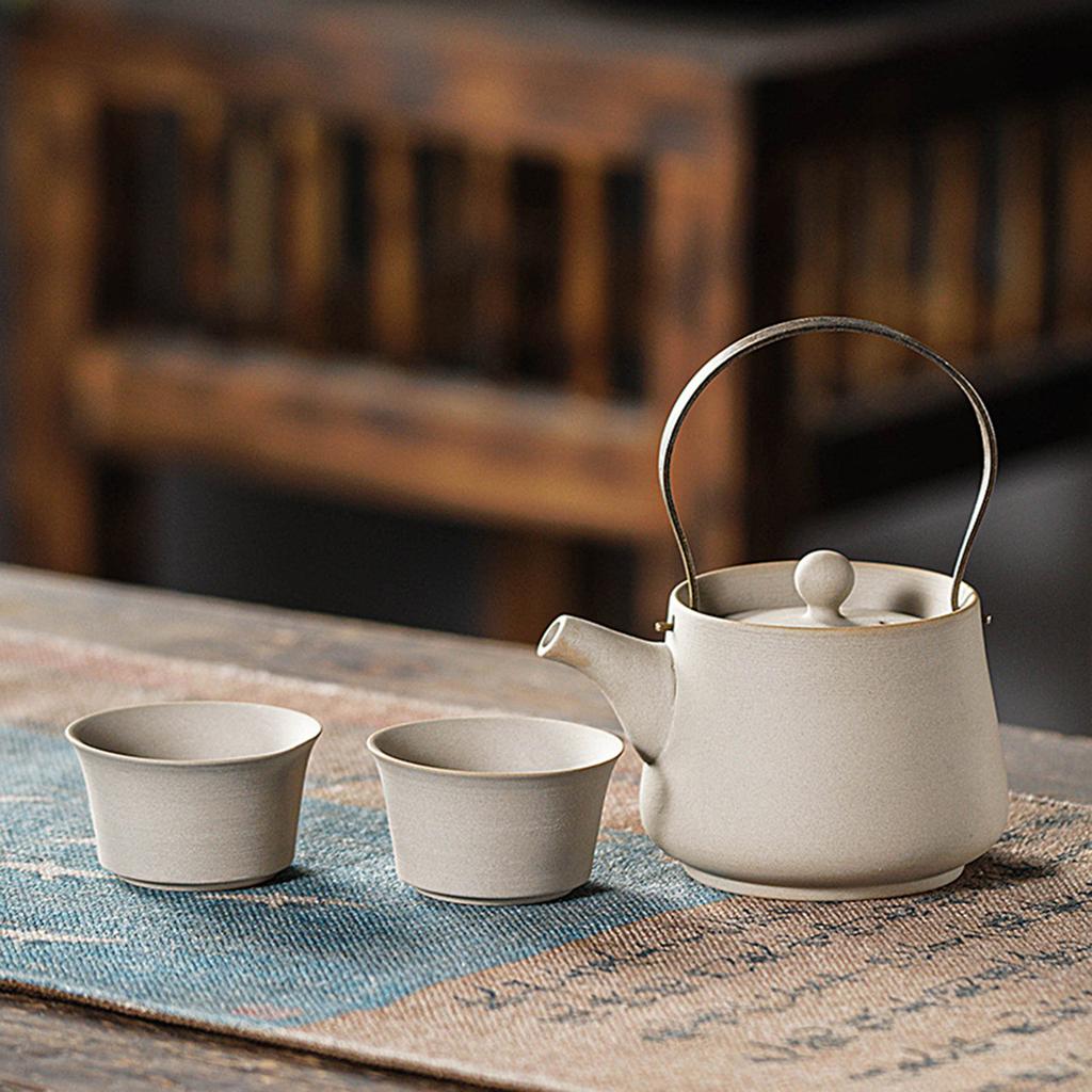 Chinese Ceramic Teapot with Lid 200ml Capacity with Tea Strainer Tea Infuser for Home Outdoor Kitchen Restaurant Camping