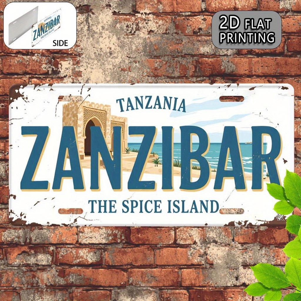 Zanzibar Tanzania Wyspa Przypraw Retro Nadmorski Aluminiowy Znak Blaszany Dekoracja Ścienna do Garażu Baru Jaskini Mężczyzny D Płaski Druk Met