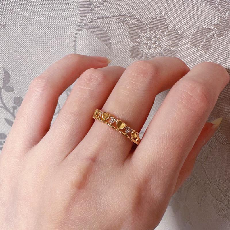 Stunning Heart Shaped Zirconia Stackable Pearl Ring For Women In Chic Copper Design