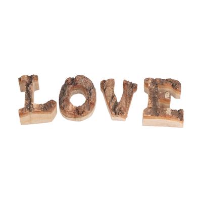 4 bloques de madera con letras "Love", forma retro, independientes, decorativos, para pared, hogar y mesa.