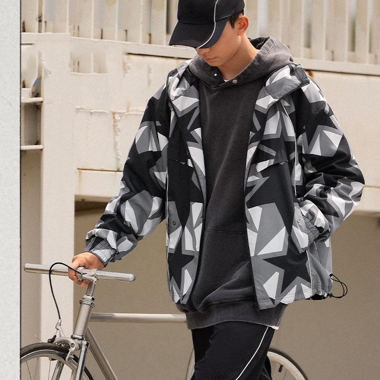 Li-Ning Windproof Comfortable Soft Sports Casual Windbreaker Men Outerwear Black Gray AFDT887-1