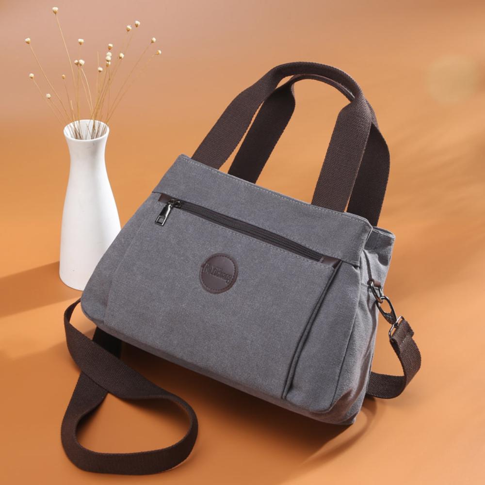 Casual Large Canvas Crossbody Bag For Women, Multi Inner Compartments Convertible Tote,Durable Literary Pack For Daily Commute School ,Weekend Trips