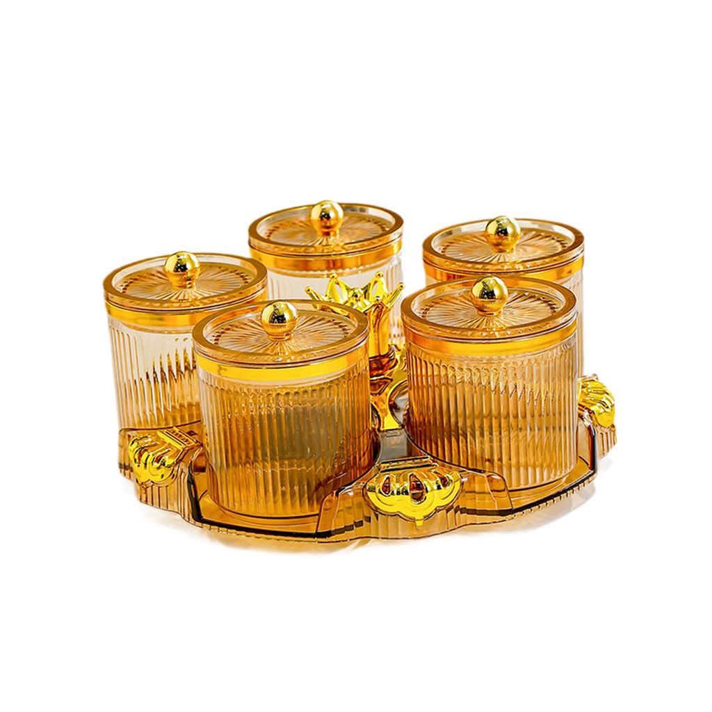 Rotatable Appetizer Snack Tray Five Compartment Dried Fruit Plate Food Storage Platter for Kitchen or Restaurant