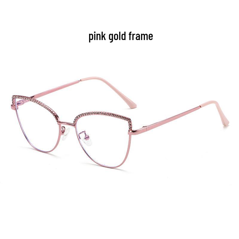 Women s Trendy Cat-eye Photochromic Blue Light Blocking Glasses with Rhinestone Decoration Blue Light Blocking