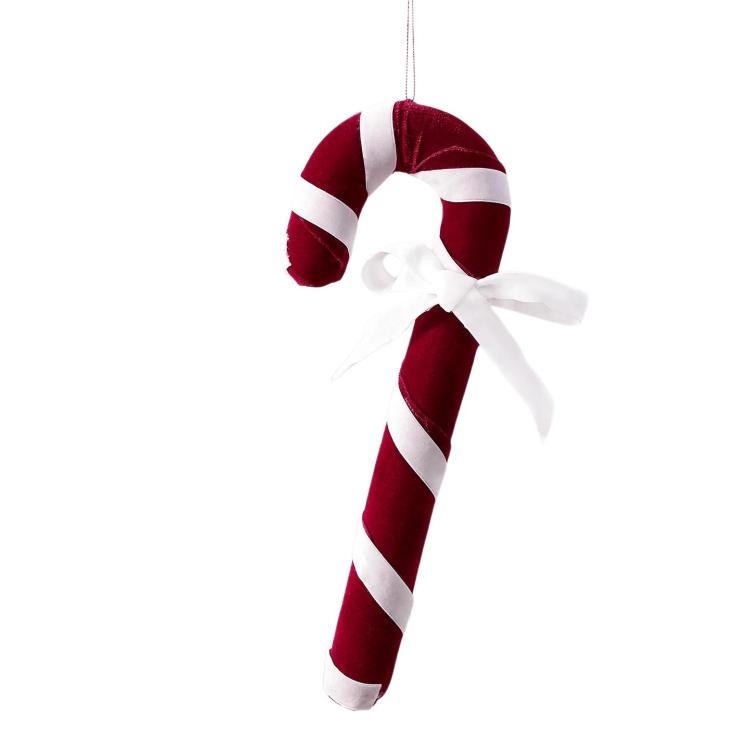 Velvet Candy Cane Christmas Tree Ornament