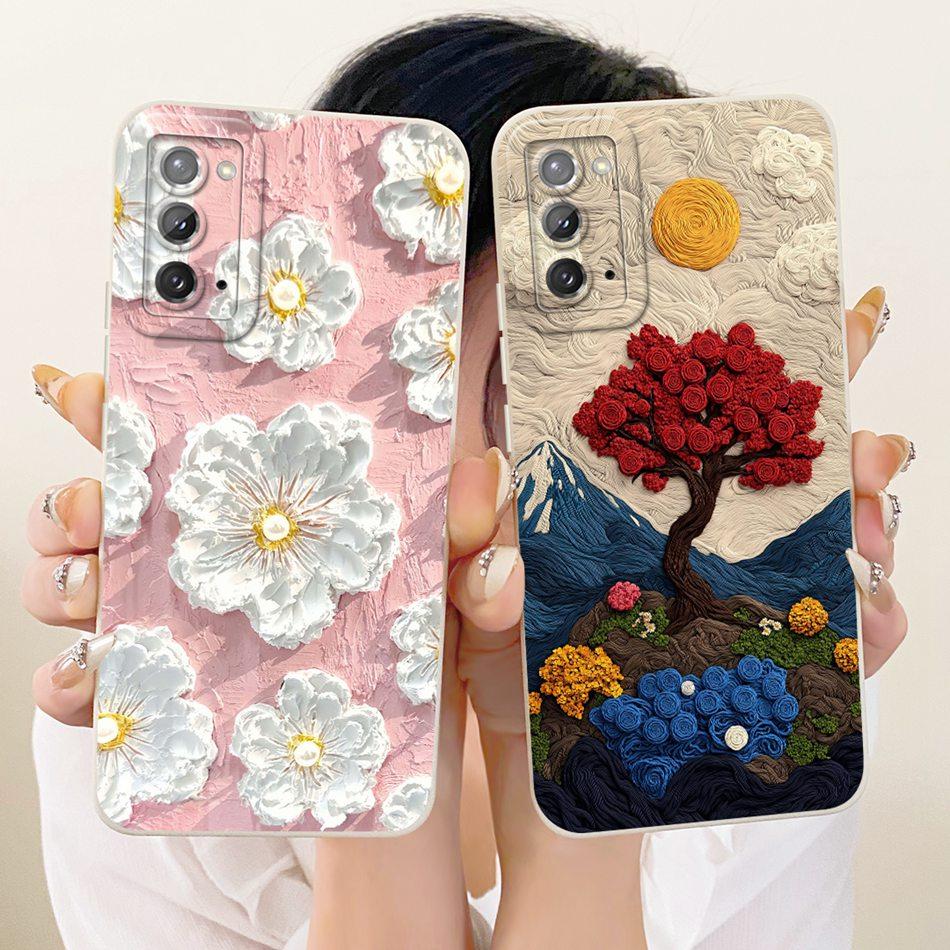 Für Samsung Galaxy S20 S20+ S20FE Niedliche Katze Blume Handyhülle Für Samsung S 20 S20 FE 4G 5G Stoßfeste Weiche Silikon-Stoßfänger