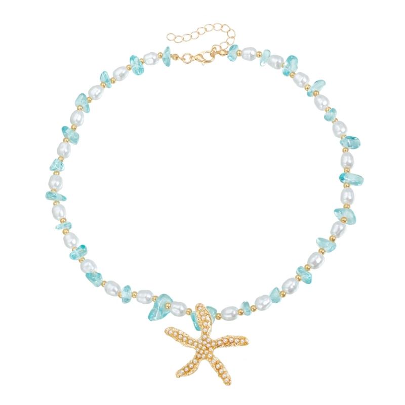 

Dainty Starfish Charm Necklace Lightweight Alloy Clavicle Chain Jewelry Perfect For Casual or Formal Occasion