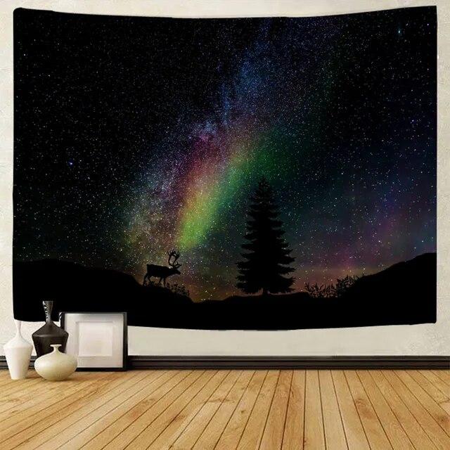 Starry Sky Tapestry Decoration Moon Night Landscape Printing Wall Hanging Living Room Bedroom Art Decoration Blanket