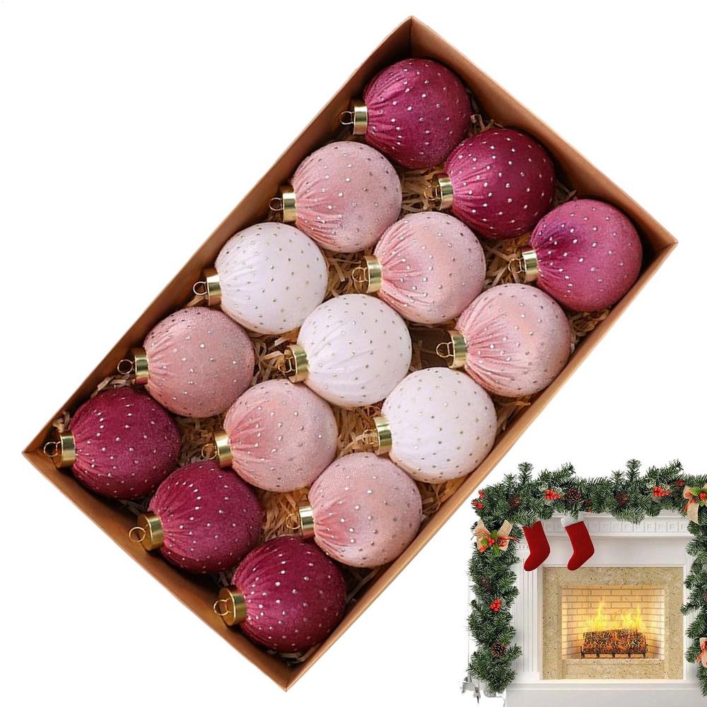 Weihnachtsschmuck aus Samt 15 Stück Beflockte Rustikale Bauernhausdeko Christbaumschmuck Für Bauernhaus Schlafzimmer Badezimmer