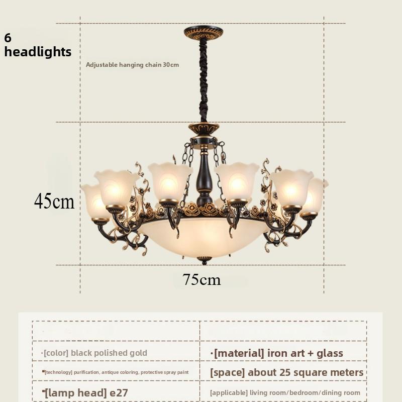 Living Room Pendant Light with Full Spectrum Eye Protection Retro Luxury and Grand Countryside Lighting Fixtures Bedroom and Dining Room Lights