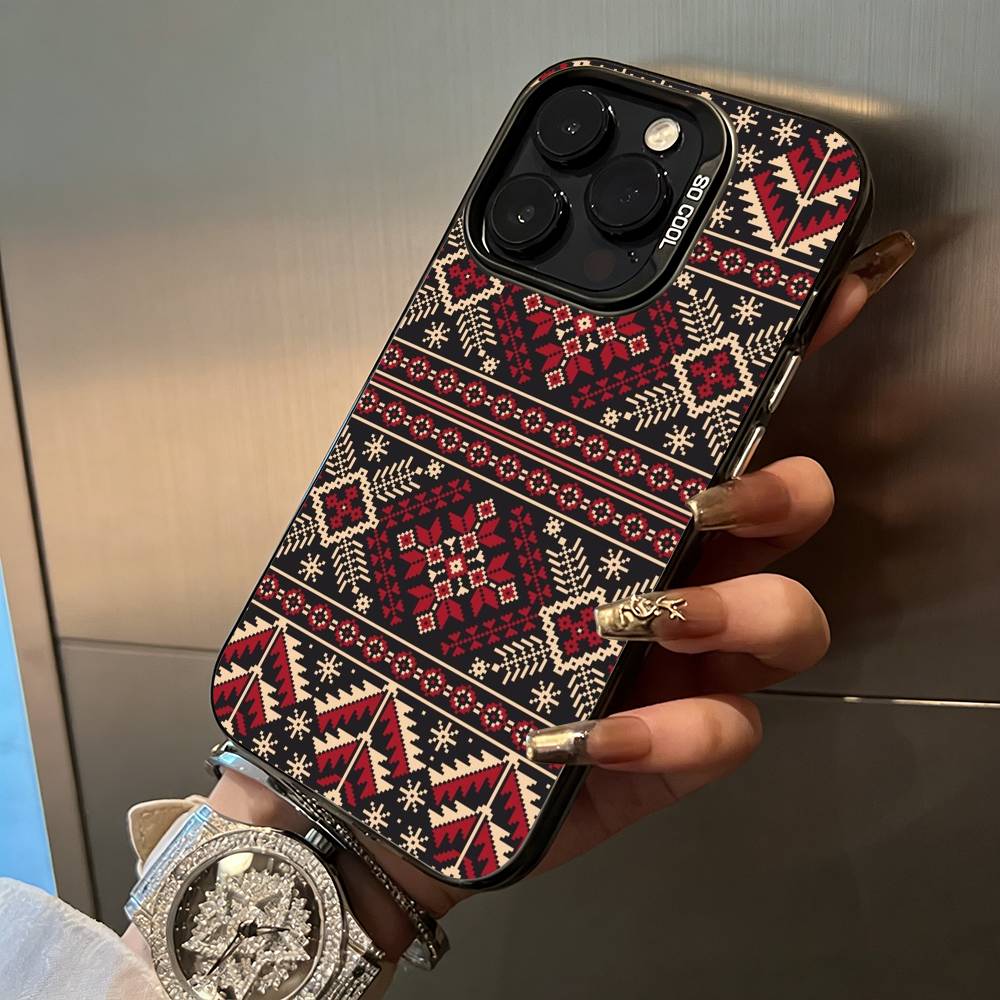 Ukrainian Embroidery Phone Case For iPhone 17,16,15,14,13,12,11 Plus Pro Max Colored Silver Phone Case