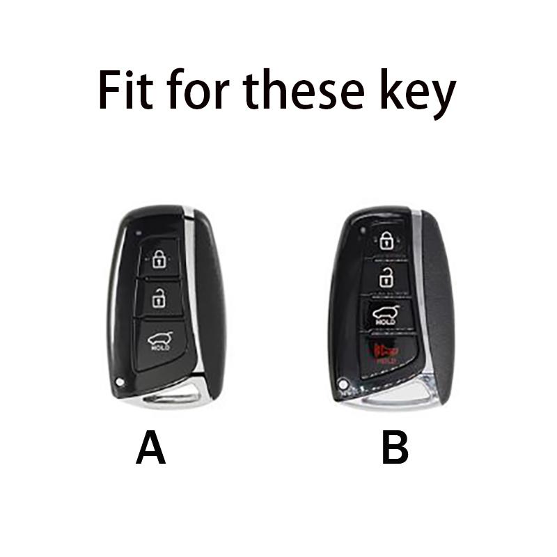 3/4 Buttons Carbon Auto Key Fob Cover Housing Fit For Hyundai Santa Fe Sport Ix45 Equus Centennial Genesis G80 Grandeur Azera 2013-