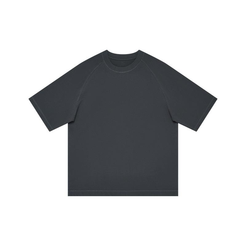 Yiran shoes Zwaar 300G Katoen Raglan T-shirt met Korte Mouwen Heren Zomer Jeugd Retro Los Heren Elleboogmouw Top M