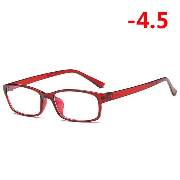 Black Frame Anti-Blu-Ray Square Nearsighted Eyeglasses Women Men Plastic Minus Degree Prescription Glasses -0.5 -1.0 To -6.0