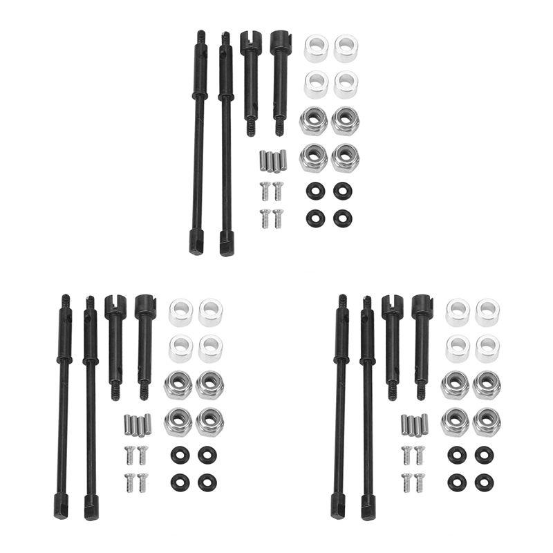 B05C-3Set 4Mm Widen Steel Drive Stub Axles CVD Joint Drive Shaft Upgrade Parts For 1/24 RC Crawler Axial SCX24 90081