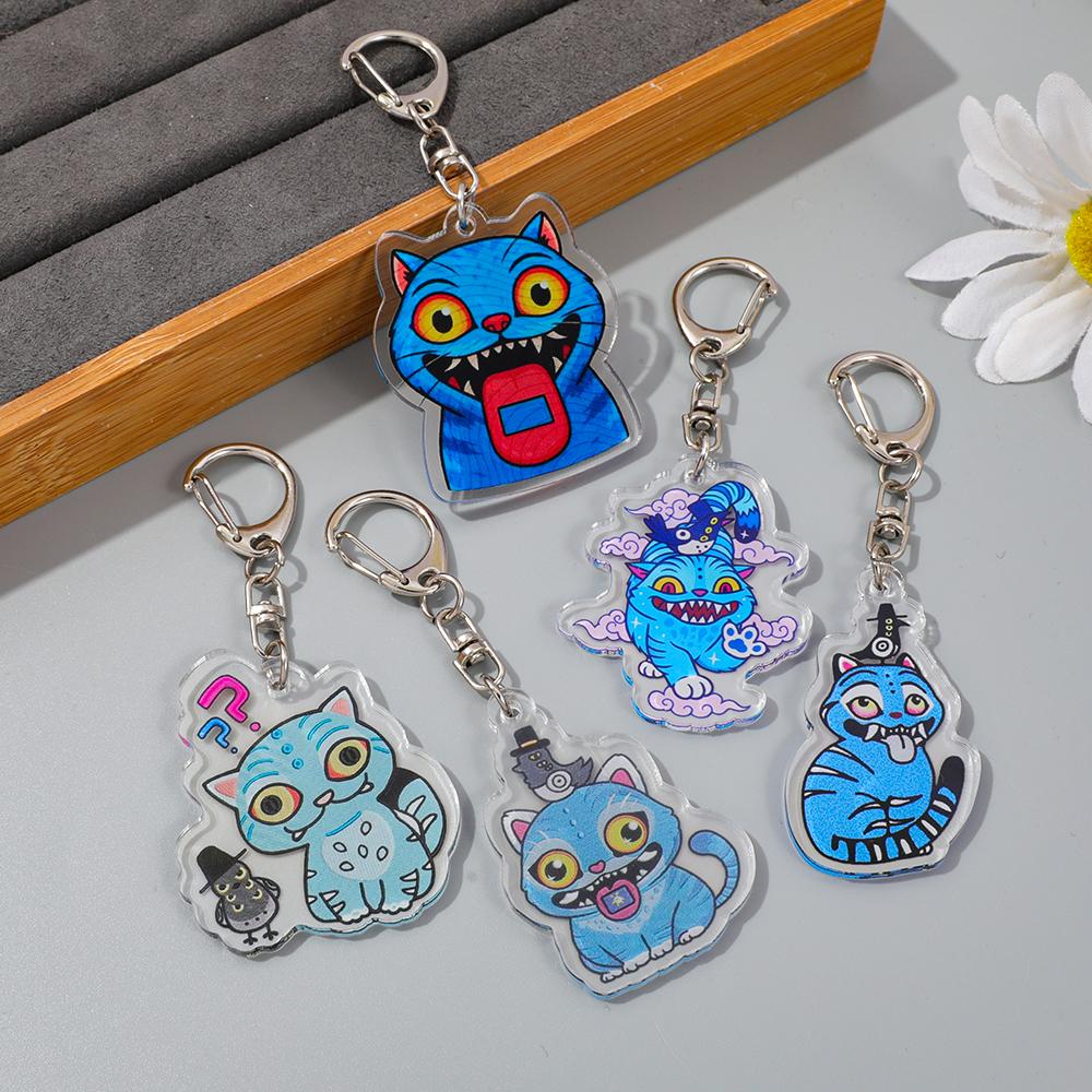 Anime Movie KPop Demon Hunters Tiger Crow Acrylic Pendant Keyring - Halloween Carnival Prop Jewelry for Backpack Decorations