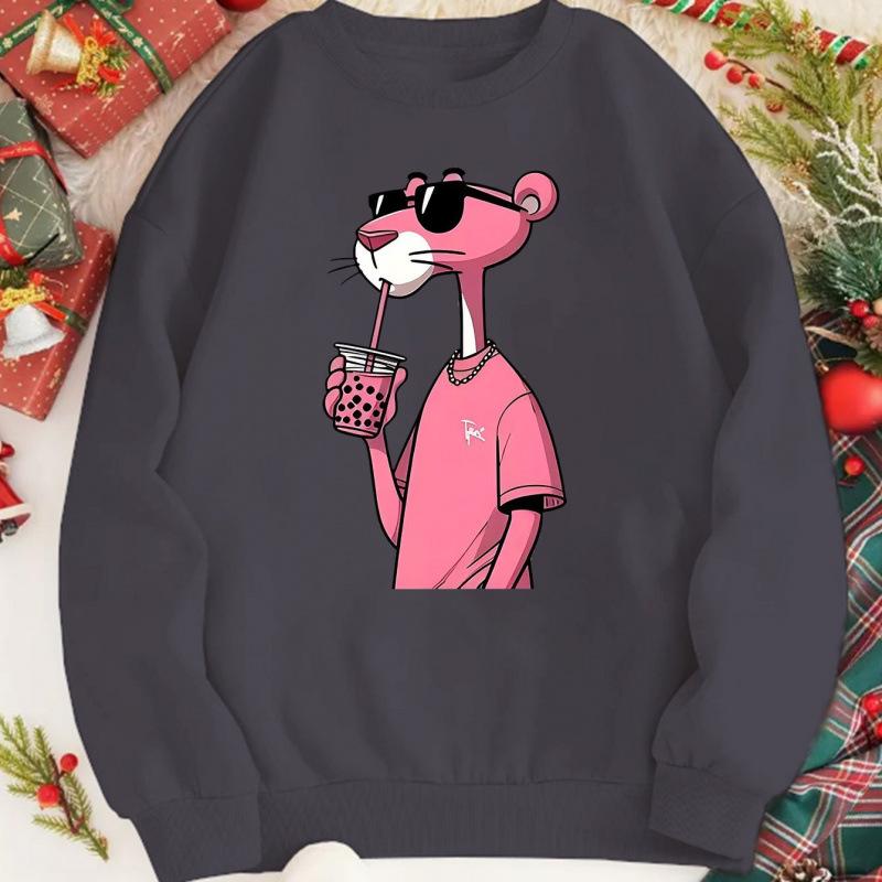 TUME Women's Cartoon Sweatshirt - Loose Casual Plus Size Round Neck Hoodie