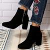 2023 European & American Plus Size Chunky Heel Round Toe Zipper High Heels