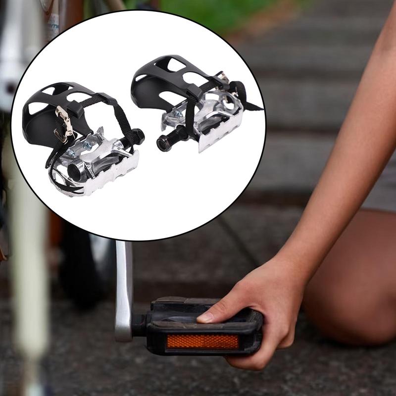 Exercise Bike Pedals with Clips and Straps, Cycling Accessories Bicycle Pedals
